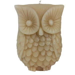 Chesapeake Bay Owl Candle Chestnut Latte Scent Beige Brown Fall Decor 5" x 3"